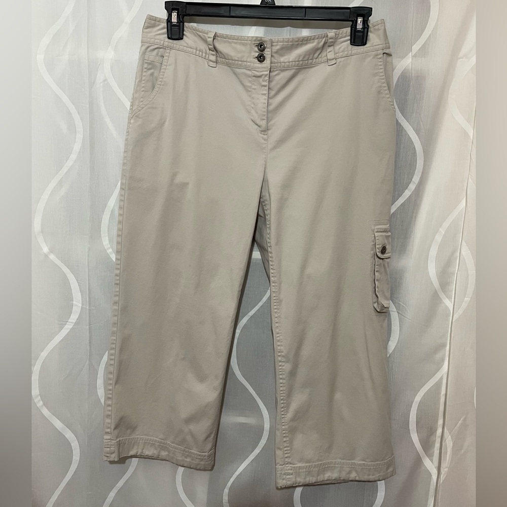 Liz & Co. Tan Stretch Cropped Pants, Size 12